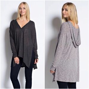 Kori Charcoal Hooded Pullover Tunic, size L, GUC